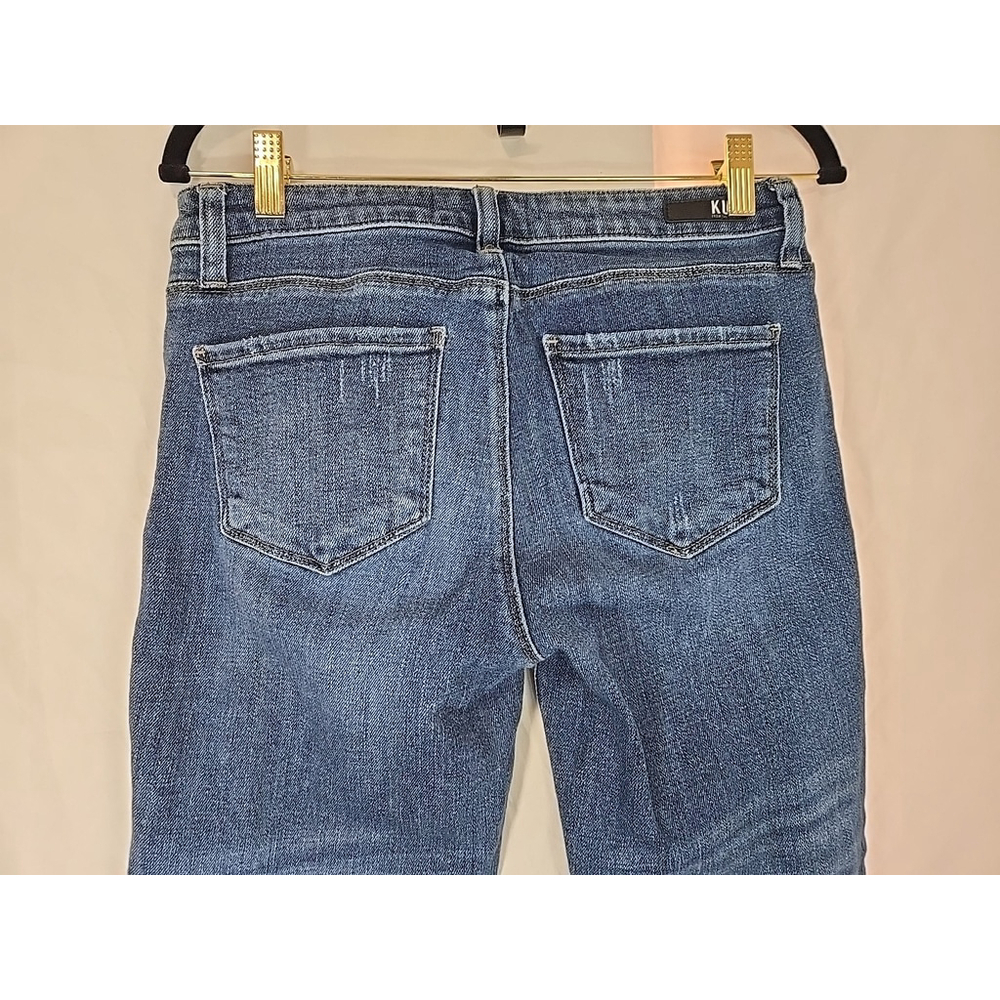 KUT Reese Ankle Straight Jeans Size 2 Light Wash Raw Hem Cropped Denim - Picture 5 of 9